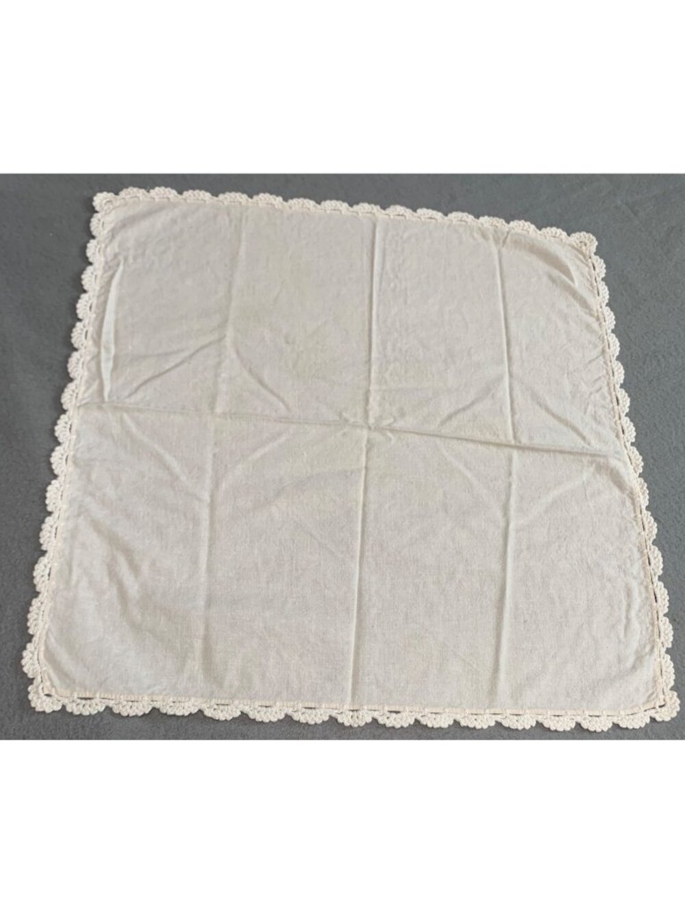 Cotton Doilies 15x16" Handmade Crochet Lace Trim Cream 2-Piece Lot Vintage